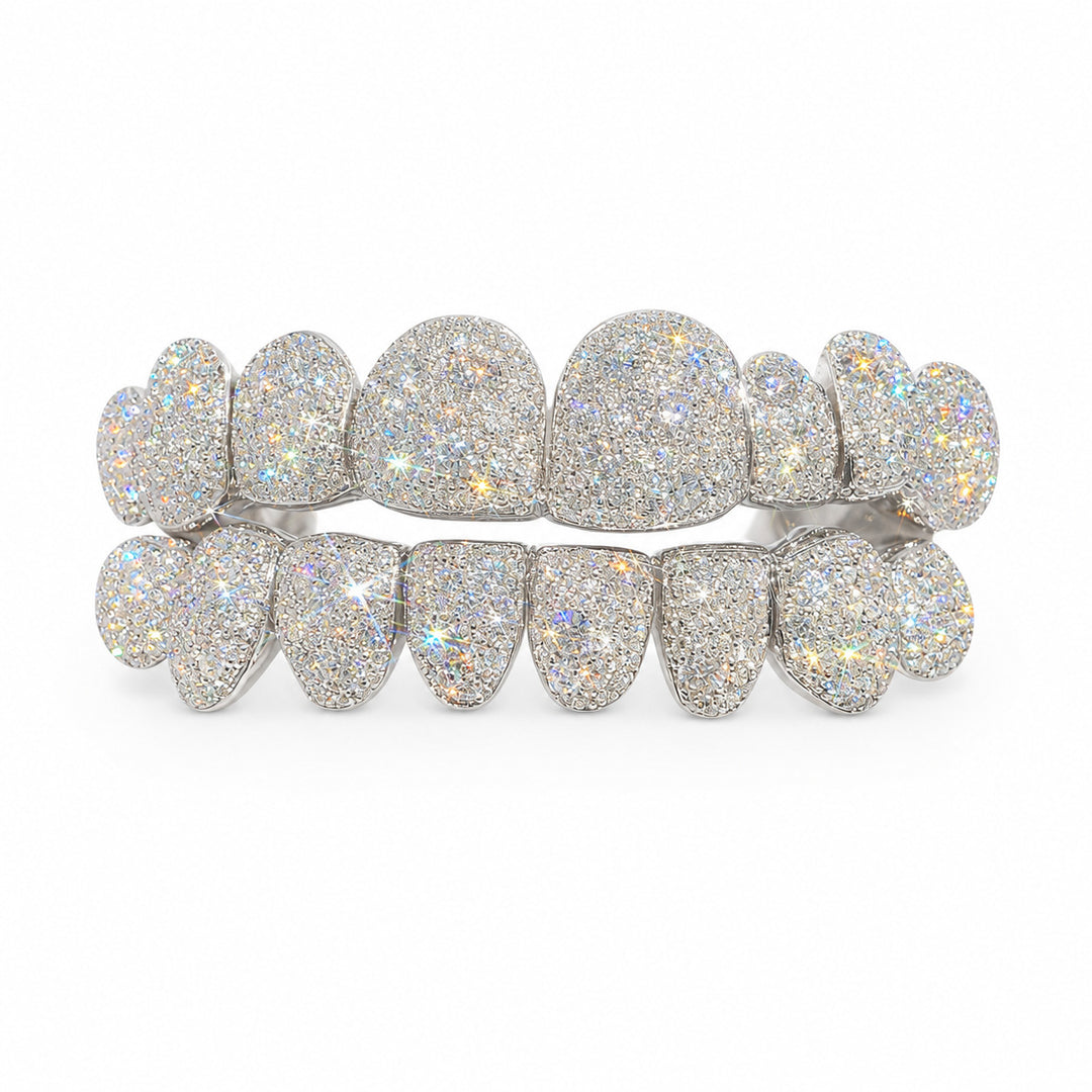 T003 Solid S925 Silver Iced Out Moissanite Grillz
