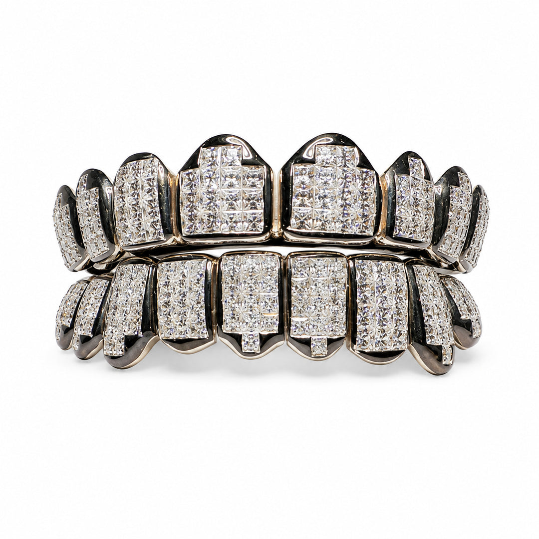 T008 S925 Sterling Silver Moissanite Grillz Iced-Out Silver Finish