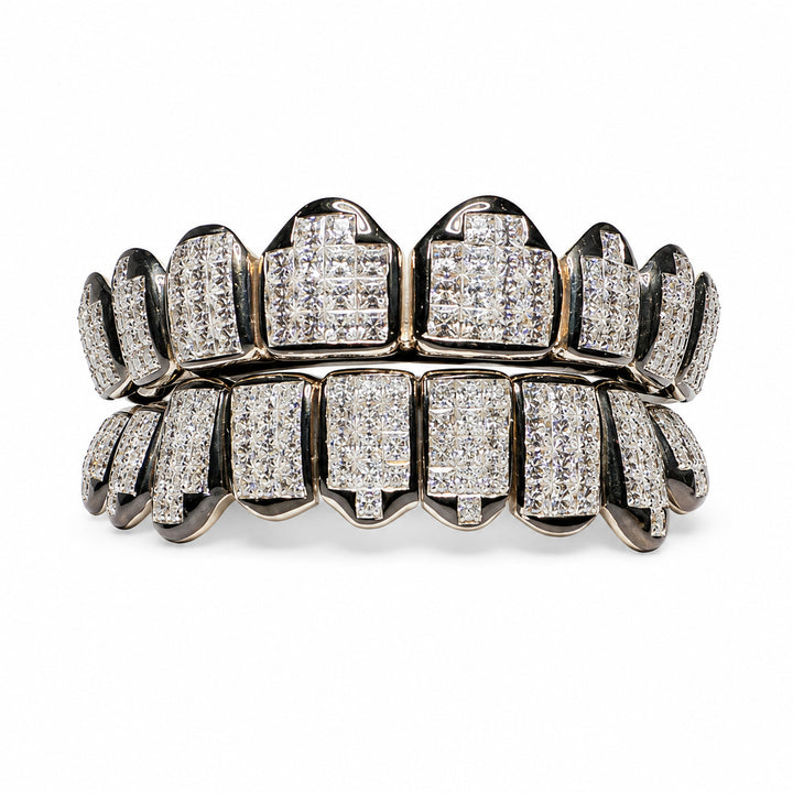 T008 S925 Sterling Silver Moissanite Grillz Iced-Out Silver Finish
