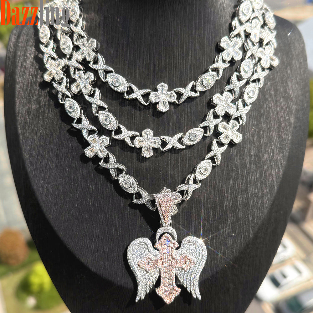 Zircon Diamond Cross Pendant Necklace