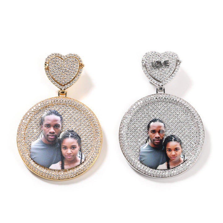 3D Diamond Circle Custom Picture Pendant