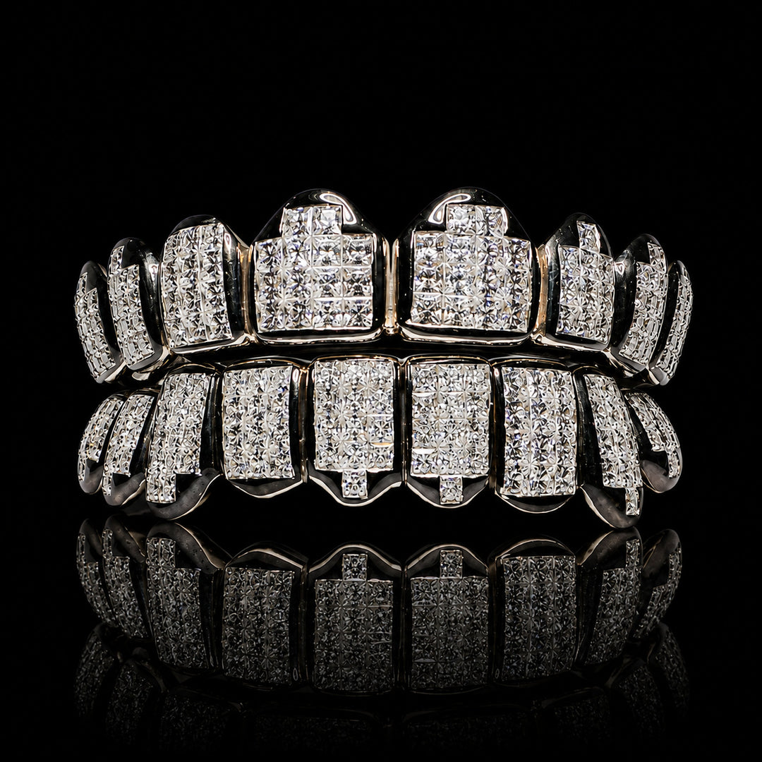T008 S925 Sterling Silver Moissanite Grillz Iced-Out Silver Finish
