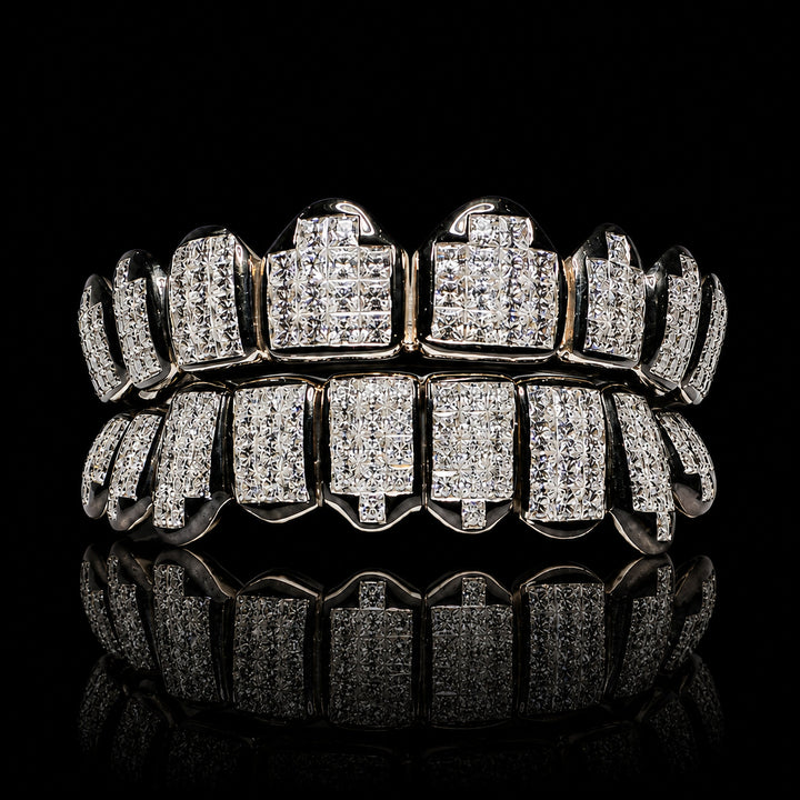T008 S925 Sterling Silver Moissanite Grillz Iced-Out Silver Finish