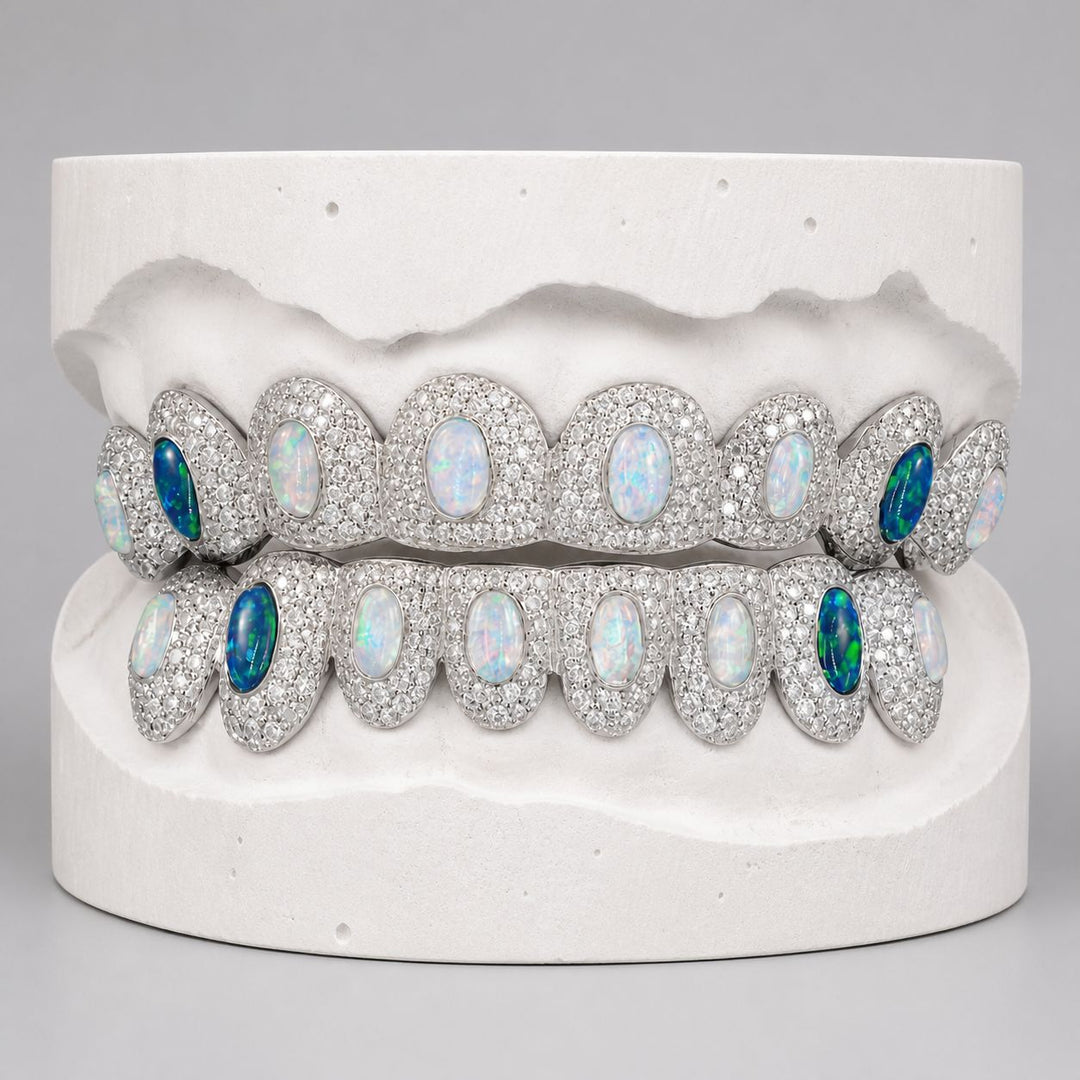 T010 S925 Sterling Silver Moissanite Grillz Colorful Iced-Out Teeth Jewelry