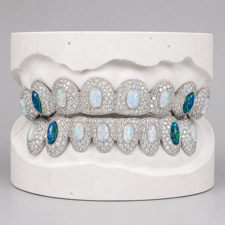 T010 S925 Sterling Silver Moissanite Grillz Colorful Iced-Out Teeth Jewelry