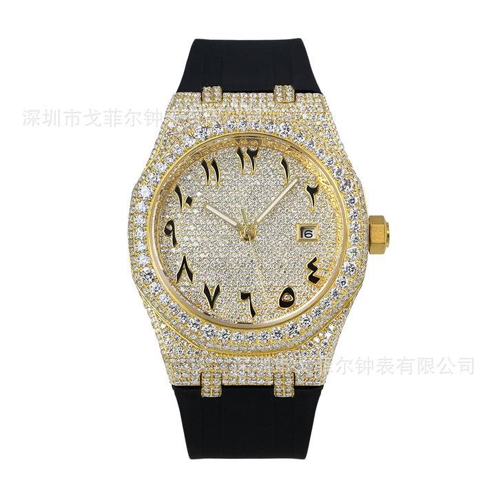 W001 42MM Full Moissanite Iced Out Watch Octagonal Studded Case