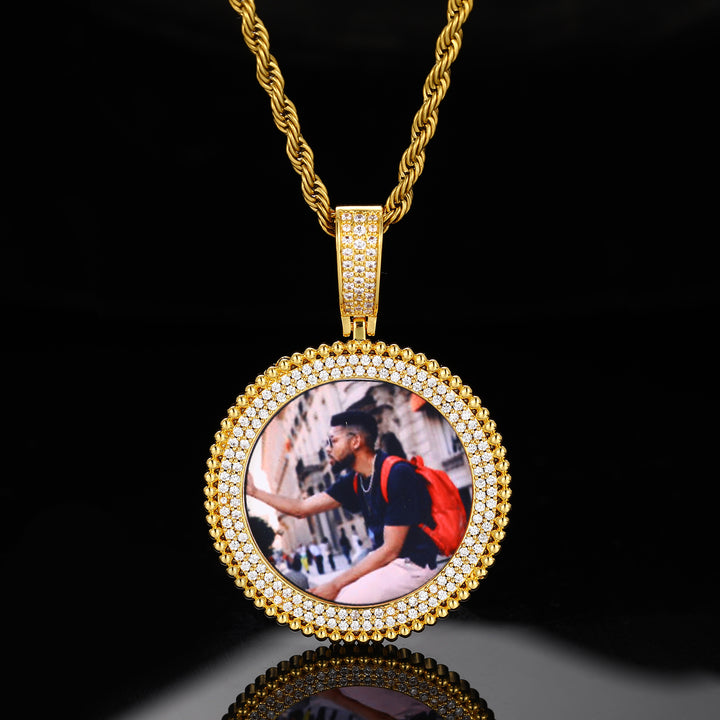 0730-Custom07 3D ZIRCON DIAMOND CUSTOM PICTURE PENDANT WITH ROPE CHAIN