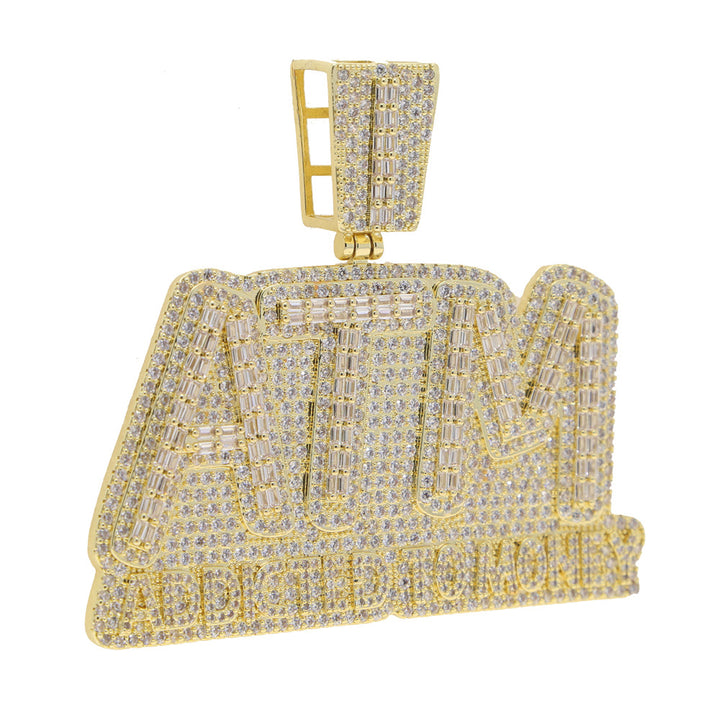 0510-3 Zircon Diamond Letter ATM Pendant Necklace