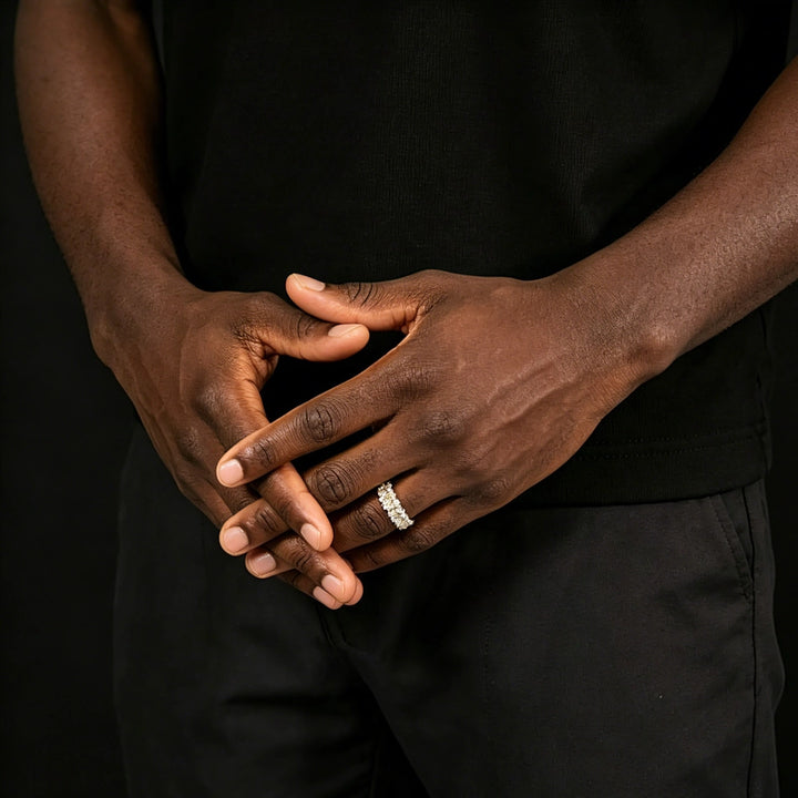 S925 Double Tennis Ring In 18k Gold - 7mm