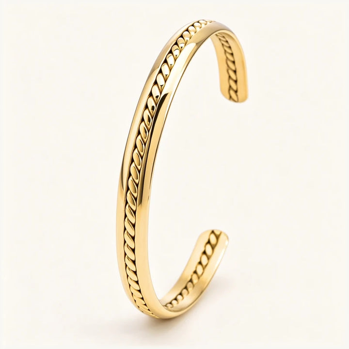 Stainless Steel Braided Open Cuff Adjustable Twisted Texture Bracelet