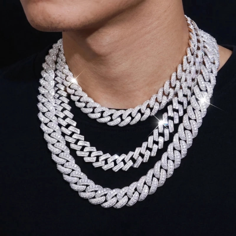 Bubble Full Ice Cuban Chain in White Gold - 15mm
