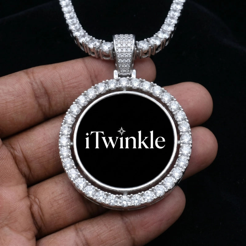 3D SPINNING 2-FACED CUSTOM PICTURE ROUND  PENDANT - 42mm