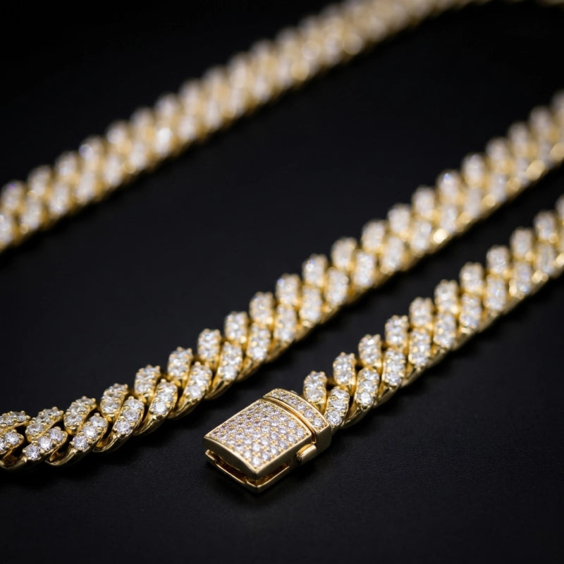 Diamond Prong Iced Cuban Link Chain - 8mm