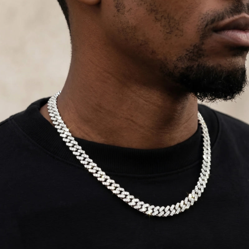 Diamond Prong Iced Cuban Link Chain - 8mm