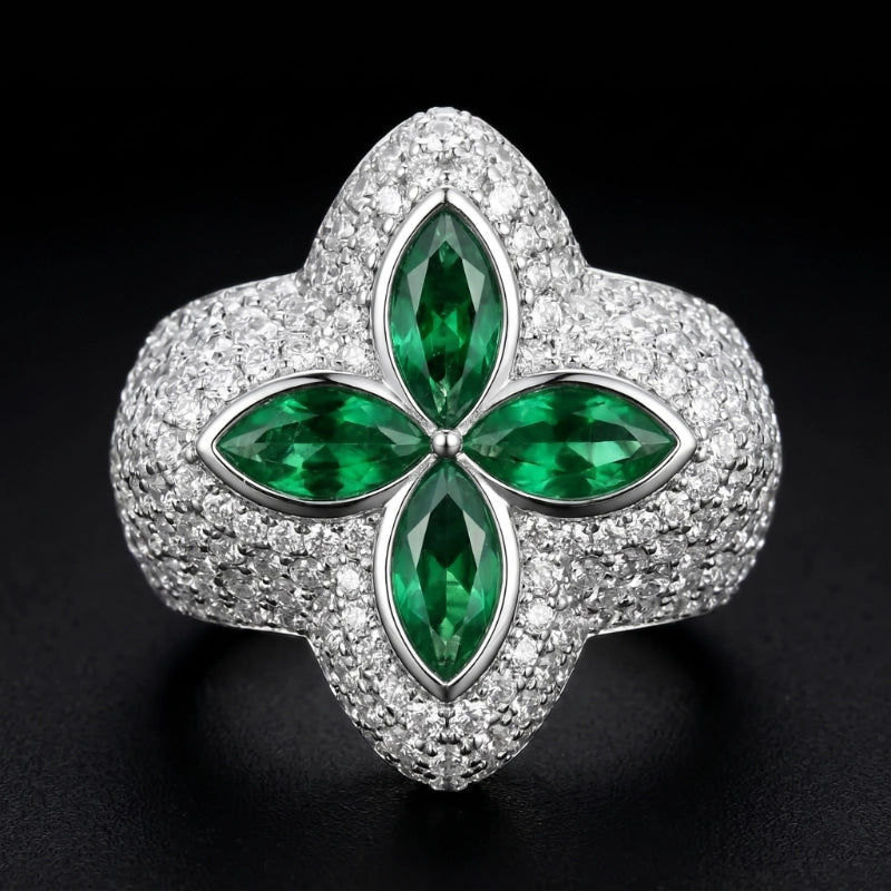 Iced Clover Rings in Yellow Diamond - 25mm