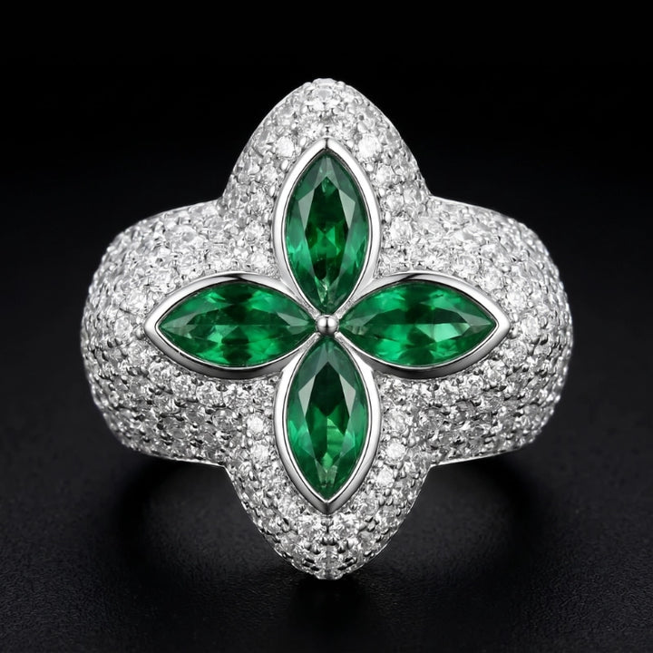 Iced Clover Rings in Yellow Diamond - 25mm