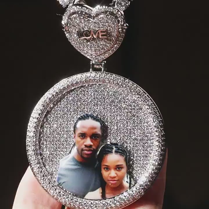 3D Diamond Circle Custom Picture Pendant