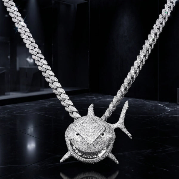 Small Version Of 6ix9ine’s Same Diamond-Encrusted Fat Shark Pendant