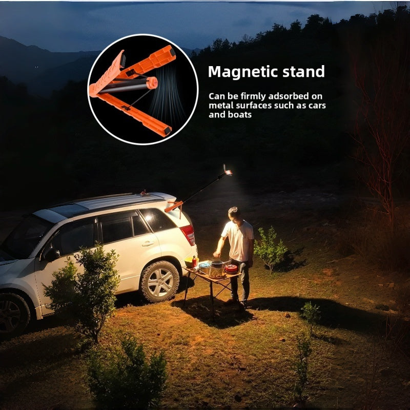 Rechargeable 10000mAh Camping Light with Stand 6.5 ft Max Height Cordless Work Light with 3 LED Lamp Heads 2200 Lumen Camping light