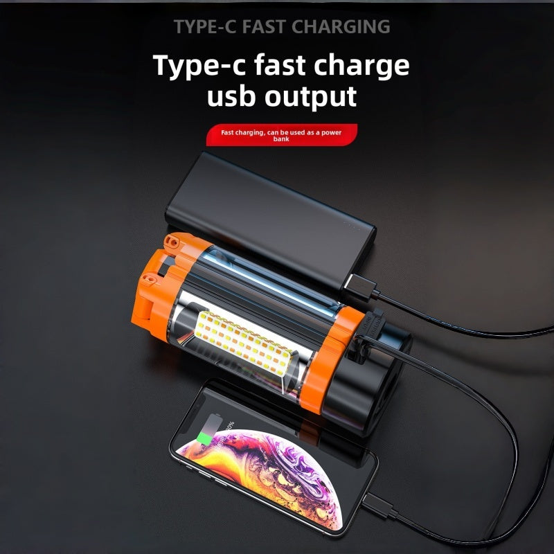 Rechargeable 10000mAh Camping Light with Stand 6.5 ft Max Height Cordless Work Light with 3 LED Lamp Heads 2200 Lumen Camping light