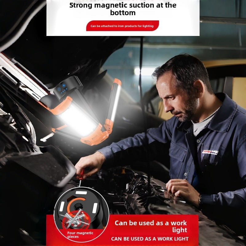 Rechargeable 10000mAh Camping Light with Stand 6.5 ft Max Height Cordless Work Light with 3 LED Lamp Heads 2200 Lumen Camping light