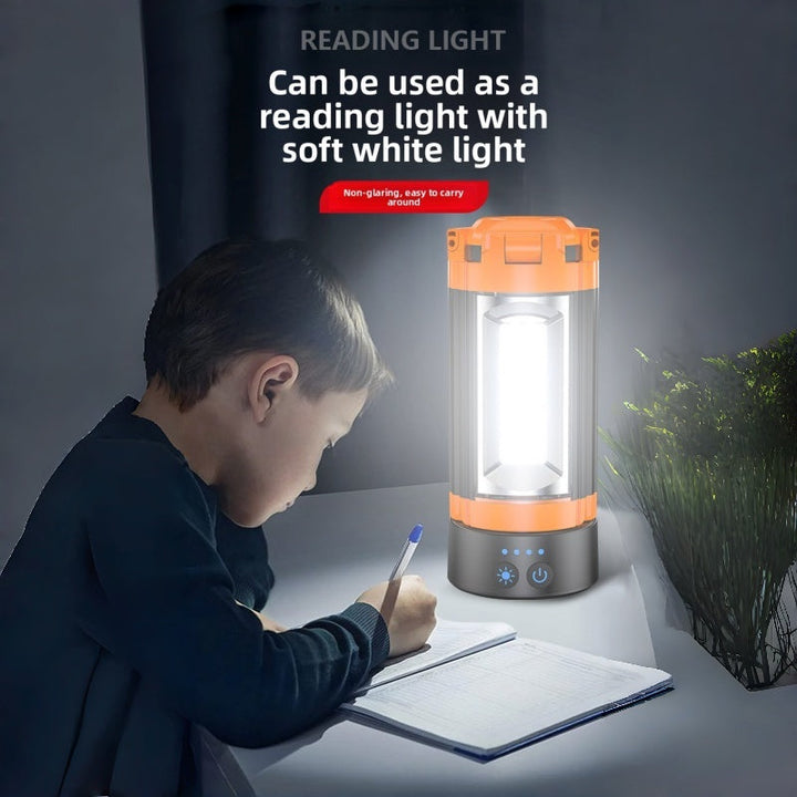 Rechargeable 10000mAh Camping Light with Stand 6.5 ft Max Height Cordless Work Light with 3 LED Lamp Heads 2200 Lumen Camping light